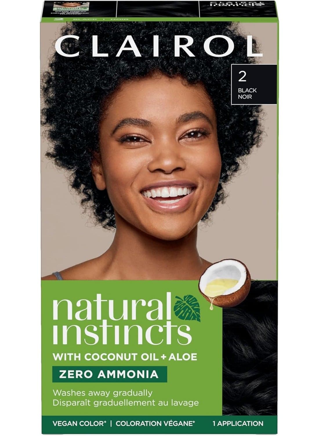 Natural Instincts Demi-Permanent Hair Color Creme, 2 Black Noir, 1 Application
