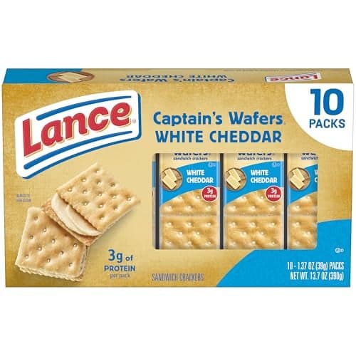 Lance Sandwich Crackers Captains Wafers White Cheddar 10 Individual Packs 6 Sandwiches Each