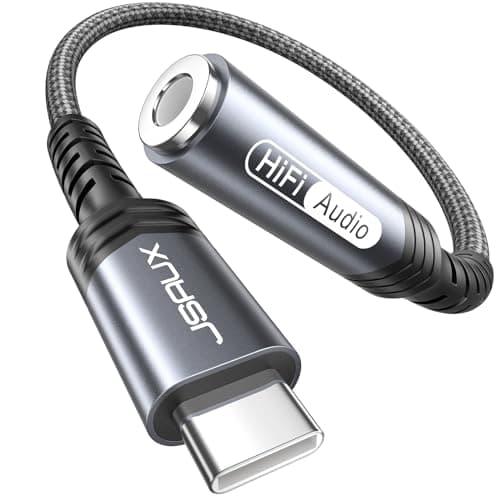 JSAUX USB Type C to 3.5mm Female Headphone Jack Adapter, USB C to Aux Audio Dongle Cable Cord Compatible with iPhone 17 Pro Max/16 Pro/15, Samsung Galaxy S24/S23/S22 Ultra, iPad Pro, Pixel 9/8 Grey