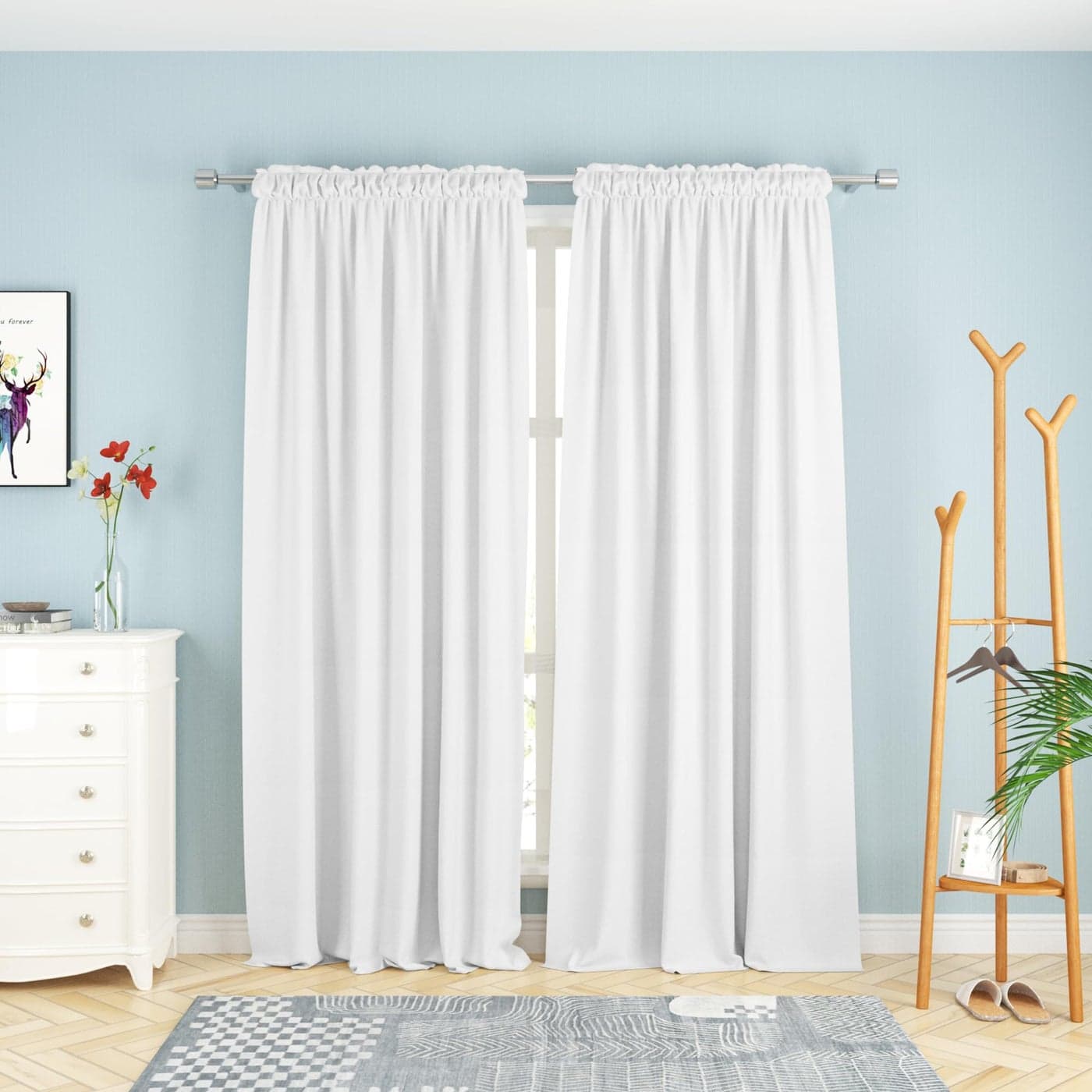 UPOPO White Curtains Privacy Curtains 92 inches Long Kitchen Semi Sheer Drapes Linen Textured Living Room Divider Bedroom Basement Sliding Glass Door Window Curtain 2 Panels Rod Pocket