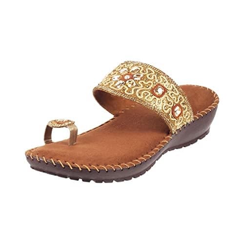 Metro Women's Antic Gold Faux Leather Comfort Slip-on Fashion Sandals UK/8 EU/41 (44-1826)