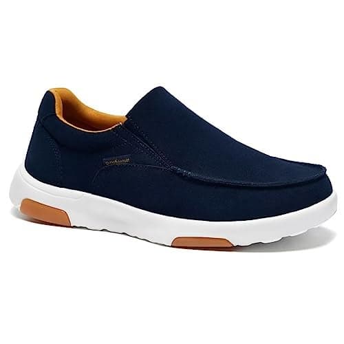 Men's Orthopedic Slip On Loafers Walking Shoes: Comfortable Shoes for Stability, Soft Arch Support Slip-Ons Shoes for Ankle Pain, Casual Cushioned Non-Slip Loafers for Driving Denim Size 10