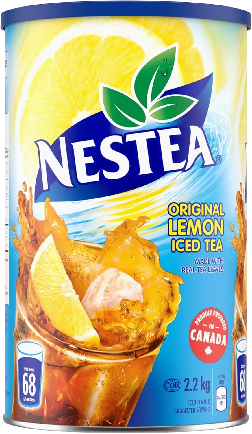 NESTEA Original Lemon Iced Tea Canister, 2.2 Kg - Refreshing Iced Tea Mix with Real Tea Leaves