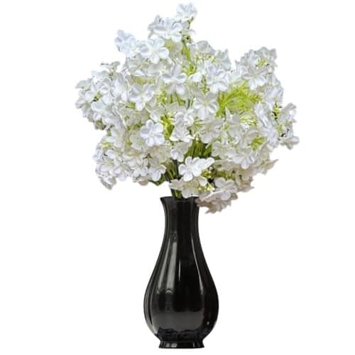 Garden Art Pack of 2 Artificial Myosotis Flower Bunch Without Pot (Forget Me No't), 5 Heads, 38 cm for Home,Office Decore GAAMFB-5H-38W (White)