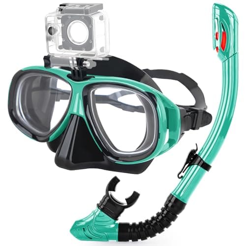 Snorkeling Gear for Adults Youth Nearsighted AntiFog Diving Mask Silicone Dry Snorkel for Scuba Diving Spearfishing Freediving Green 15