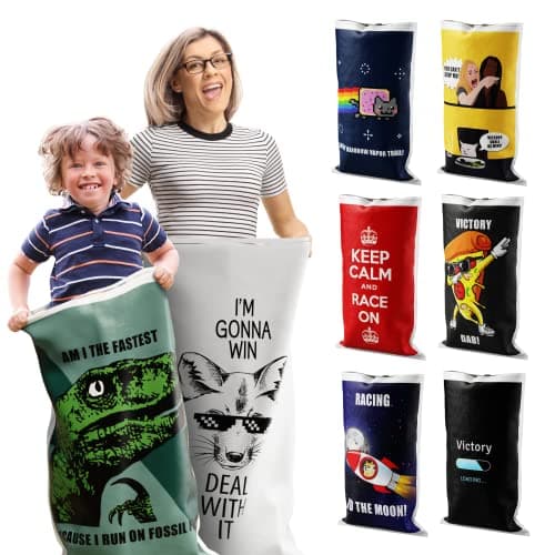 Potato Sack Race Bags Yard Games Durable Interwoven Plastic Fun Meme Designs Family Games For Kids And Adults Party Supplies Easter BBQ Picnic Holiday Set Of 8 23 x 40
