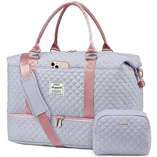 LOVEVOOK Travel Duffle Bag Weekender Bags for Women with Shoe Compartment Carry on Overnight Bag with Toiletry Bag Gym Duffel Bag with Wet Pocket Hospital Bags for Labor and Delivery