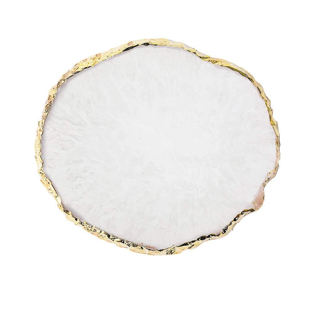 JASSINS Resin Nail Art PaletteNail Art Painting Mixed Color Palette Gold Edge Nail Gel Color Makeup Display Board White