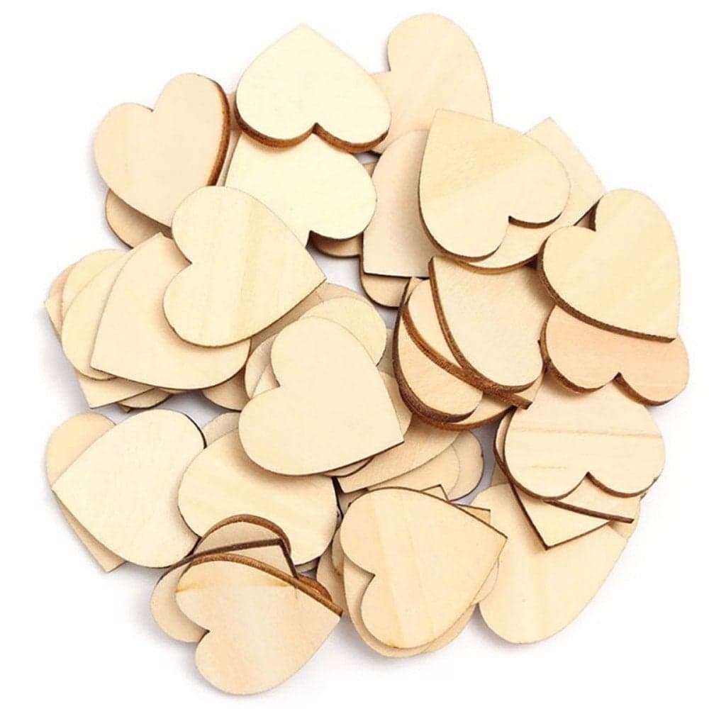 Wooden Hearts 5cm x100 Rustic Look Wooden Hearts for Crafting Projects Craft Shapes for Weddings Decoration Embellishments Love Heart Guest Book Accessory by TRIXES