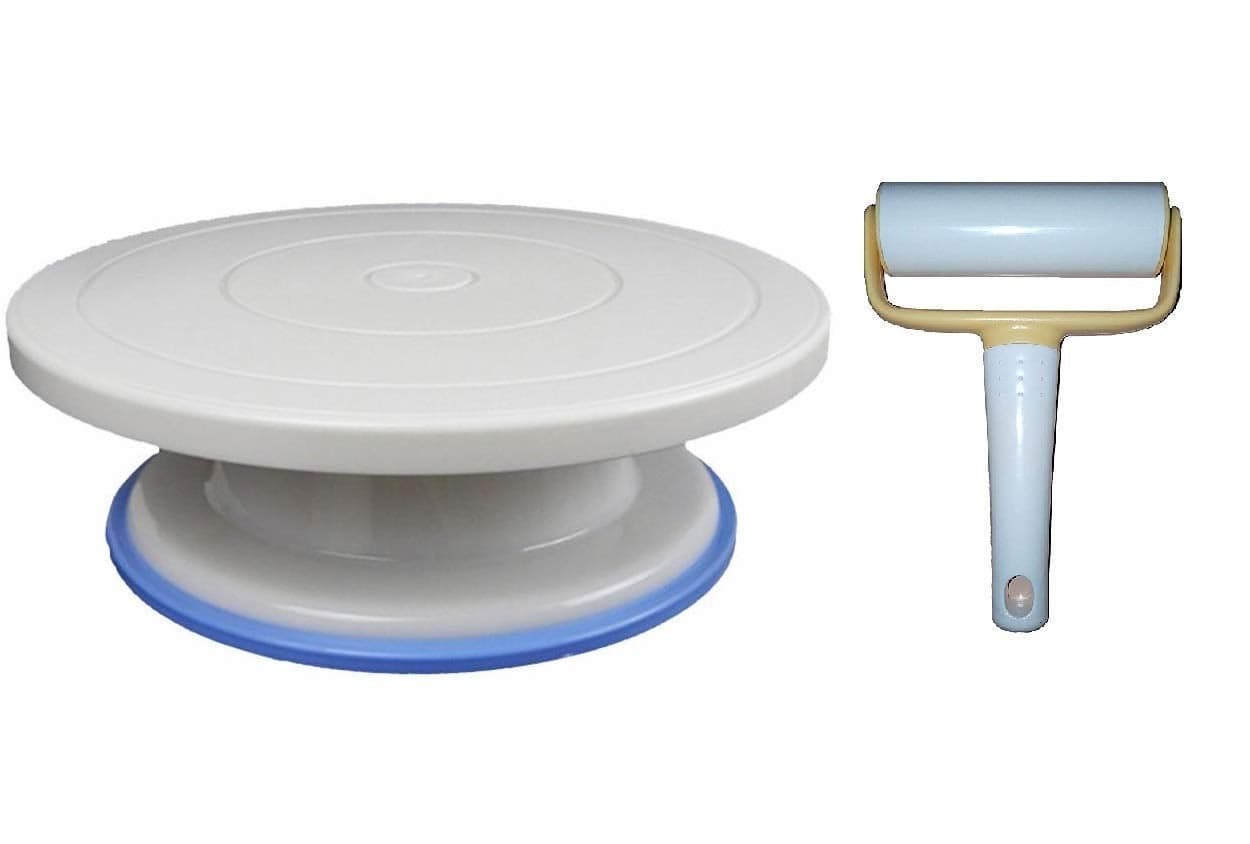 MASTER ROYAL BACKNCOOK TOOLS Marvino Cake Decorating Full Rotational Turntable with Fondant Smoother Roller