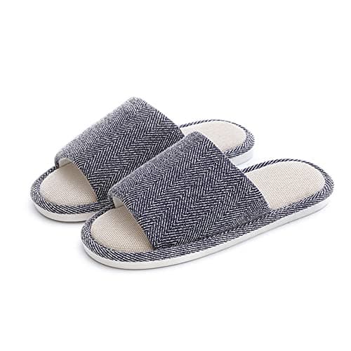 AioTio Fabric Slippers - Indoor/Outdoor, Non-Slip, Four Seasons, Soft Bottom, Couple Slippers for Men & Women (Navy Blue 13-14 Women/11-12 Men)
