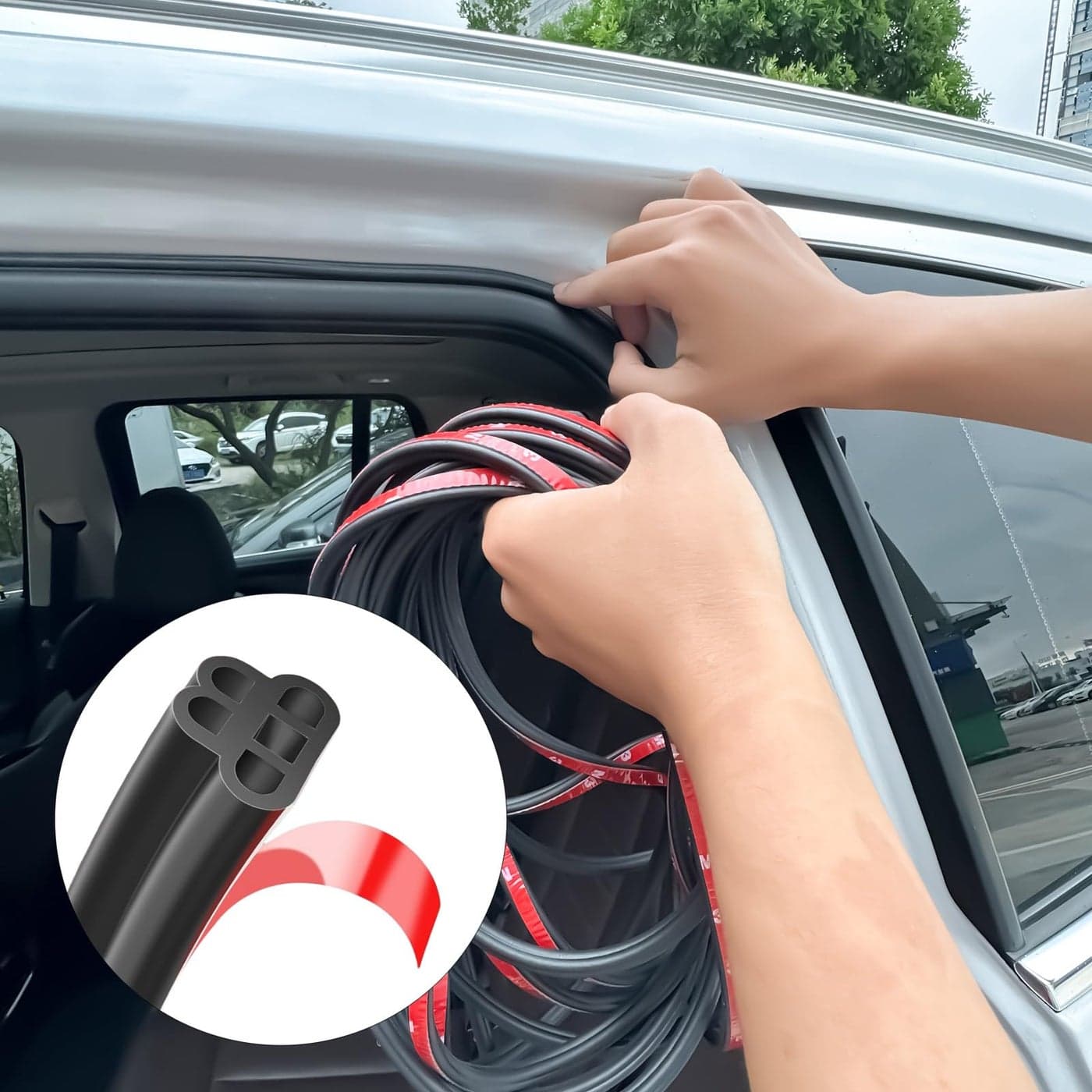 Car Door Seal Strip Double Layer Universal Self Adhesive Auto Door Seal Strip Soundproofing Weather Stripping for Car Door Tailgate 328 Feet