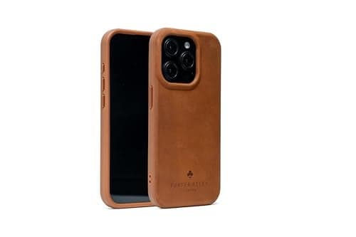 Porter Riley Premium Leather Case Compatible with iPhone 15 Pro Slim line Bumper Case Compatible with MagSafe Genuine Leather Cover Tan