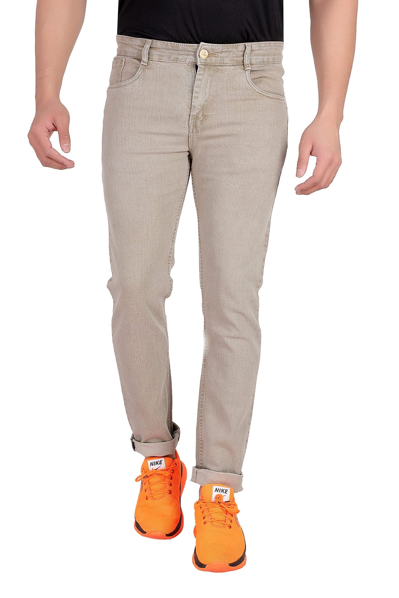 RAGZO Men's Slim Fit Stretchable Beige Jeans - Versatile Comfort (Size 34, Model t70013d)