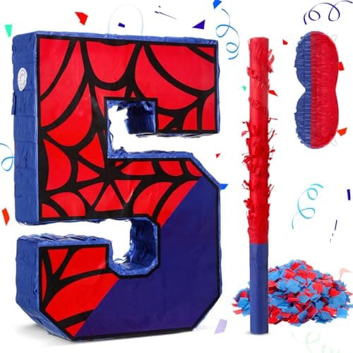 Number 5 Pinata for 5th Birthday Party Decorations Perfect for 5th Birthday Party Supplies Fiesta Anniversary Celebration Birthday Pinata with Stick Blindfold Confetti Large 16 x 118 x 32 Inches