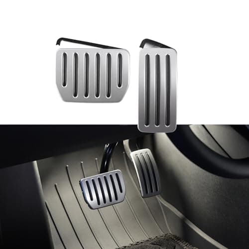 TPARTS Aluminum Self-Flip Lock Performance Pedal Sets Accelerator Brake Pedals Cover for Tesla Model Y Juniper(2025-2026)/Model 3 Highland(2024-2026) Interior Accessories Foot Pedal Pad Replacement