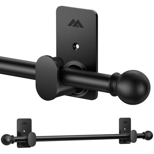 ZNONOX Curtain Rods No Drilling for Windows 30 to 120 Inches,5/8 Inch Diameter No Drill Curtain Rod Set with 3M Adhesive Brackets, Black