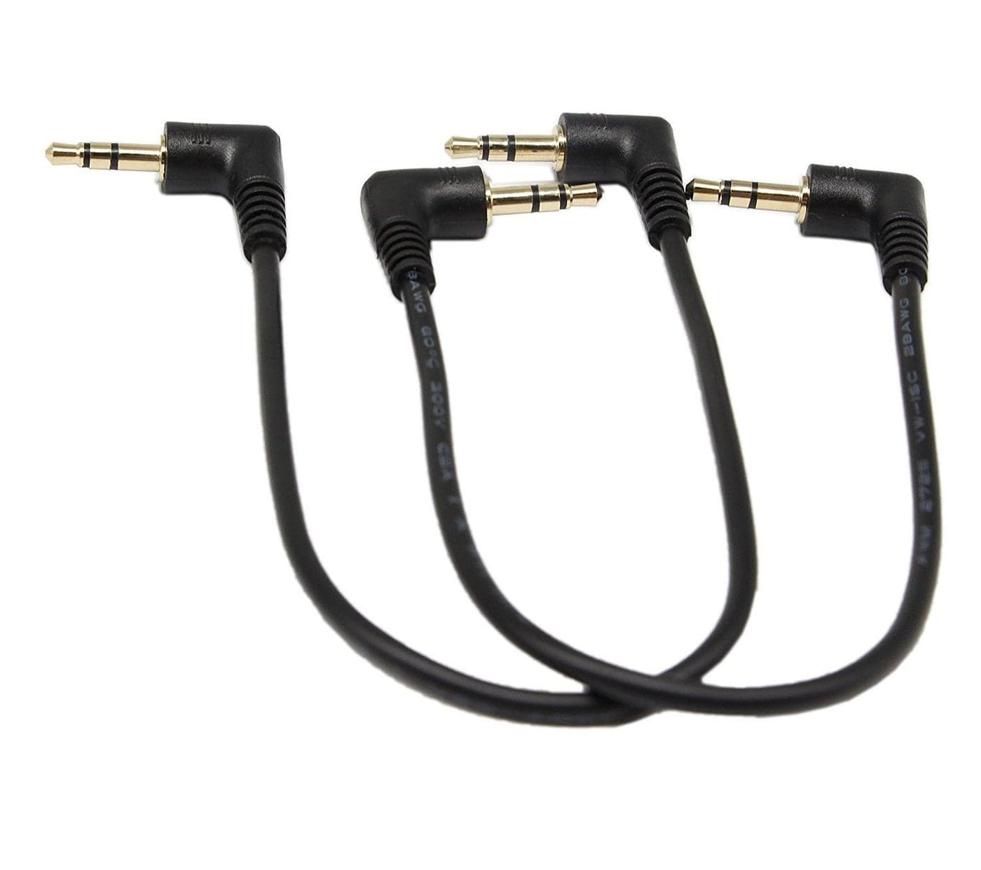 SinLoon 3.5mm Stereo Audio Cable, (2-Pack) Gold Plated 90 Degree Right & Left Angled 3.5mm Male to Male Stereo Audio Cable for Smartphones, Tablets, Media Players(3-P,9inch)