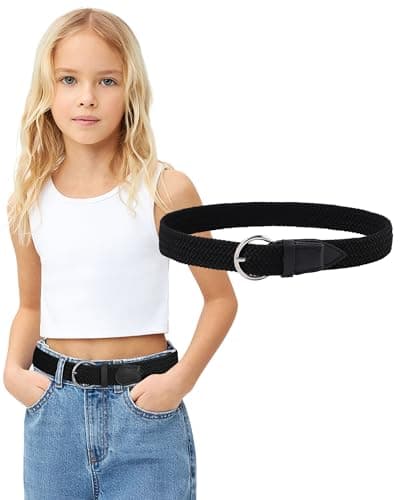 AWAYTR Girls Stretch Braided Belt Kids Golf Softball Belt for Girls Aged 318 Years 80cmBlack