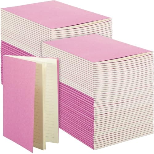 Mimorou 100 Pcs Kraft Notebook Journals 5.5 Inch x 8.3 Inch A5 Softcover Notebooks Bulk for Writing Sketch Office Notepad with 60 Pages 30 Sheets (Multicolor,Lined)(Pink,Lined)