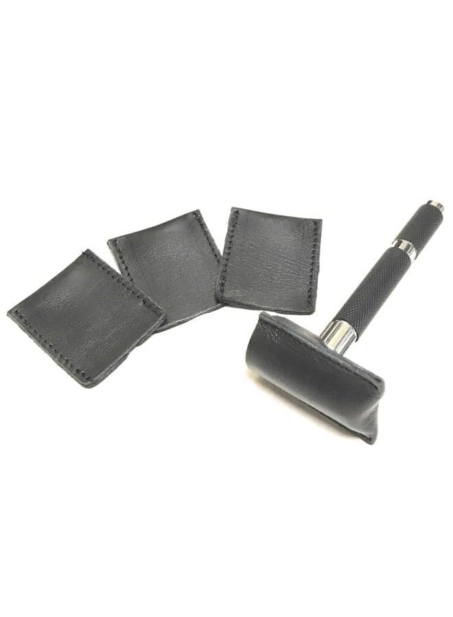 Durable and Double Edge Leather Razor Head Sleeve, Protective Sheath Case, Pack of 3
