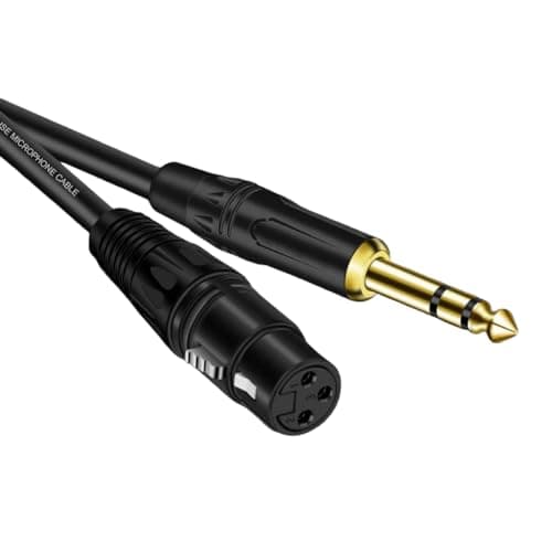SeCro® Panther Series - Premium 6.35mm (1/4 Inch) Gold Plated Stereo TRS Male to XLR Female Mic Cable for Amplifier, Speakers - Black (5 Meter)