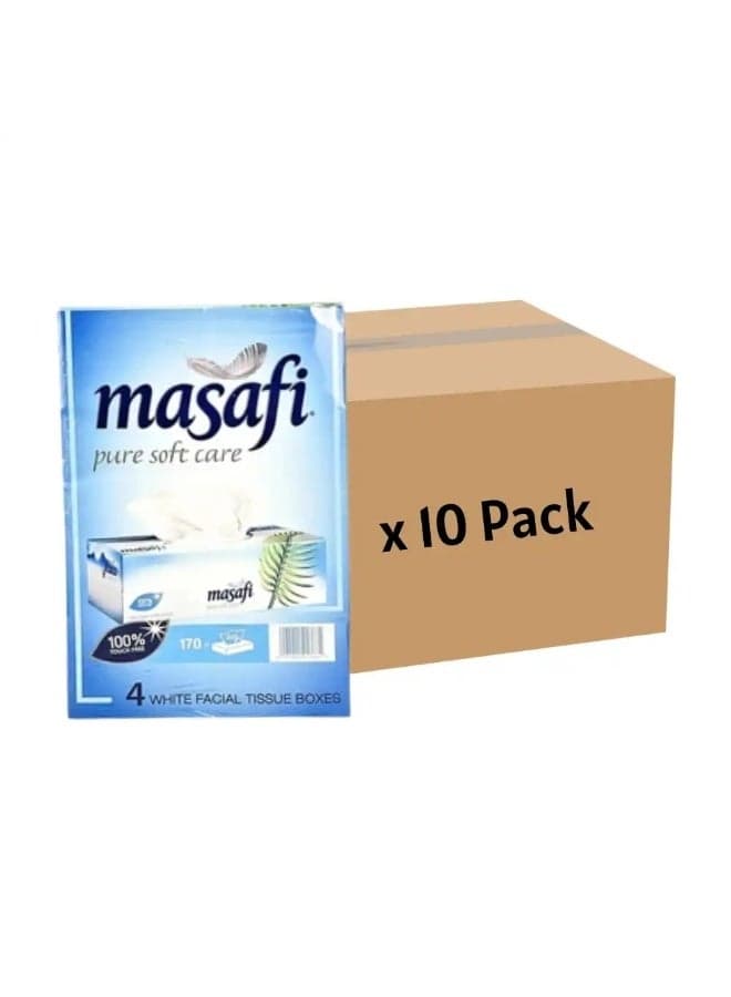 Masafi Pure Soft Care 2 PLY Bulk 4 Box Facial Tissue Box 170 Sheets- 10 Pack