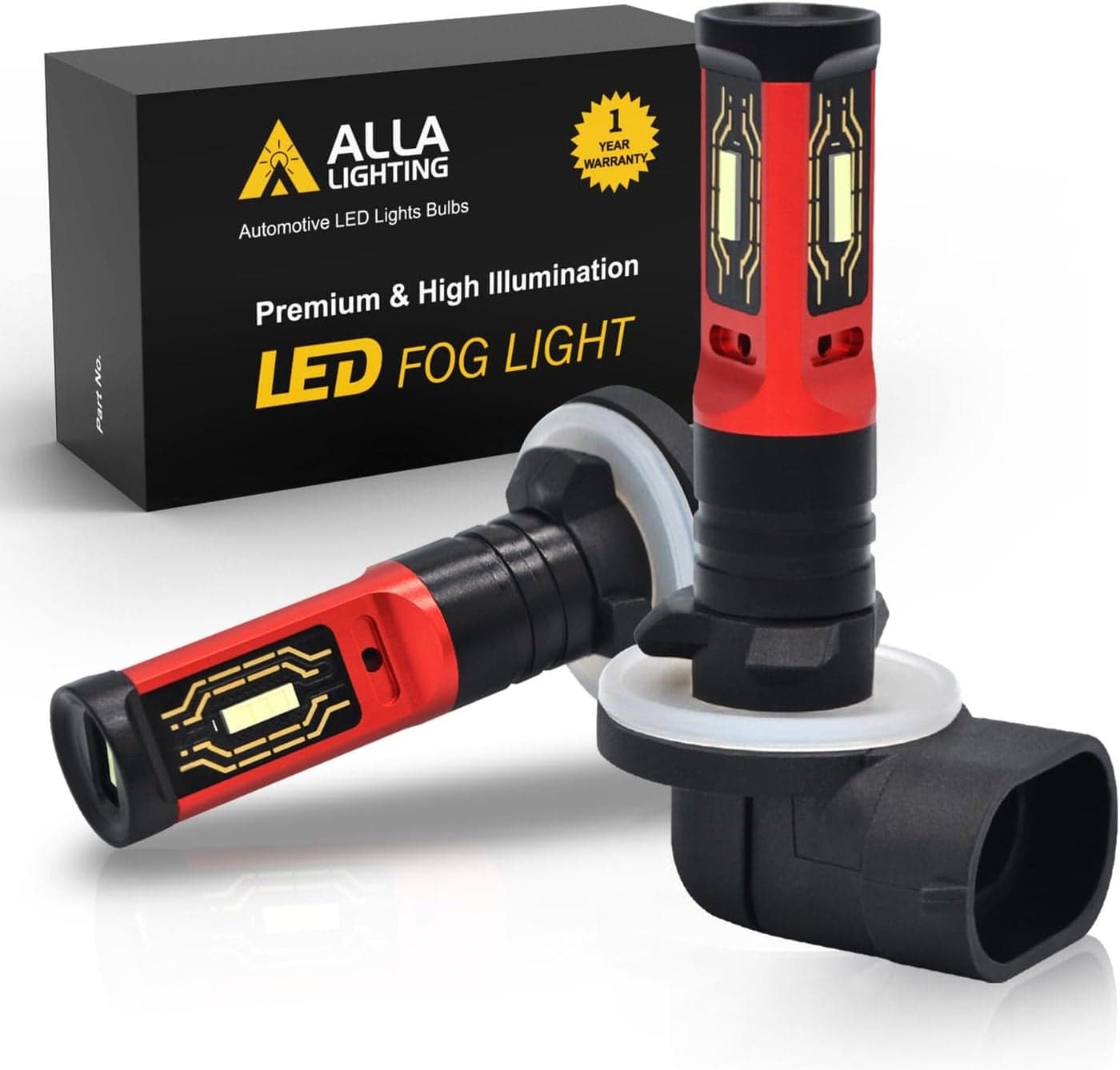 Alla Lighting PGJ13 Base H28 886 881 LED Fog Light Bulbs - 6000K Xenon White