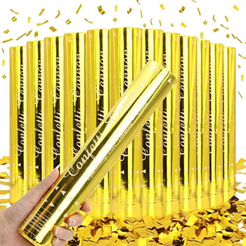 Gold Confetti Poppers 12 Pack Golden Confetti Cannon for Wedding Birthday Graduation Baby Shower Anniversary Christmas New Years