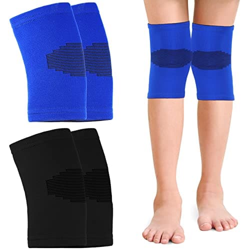 Skylety 2 Pairs Kids Knee Sleeve Kids Knee Brace Children Support Compression Child Sleeve Pads for Basketball Volleyball Sports GymnasticsMediumBlue Black