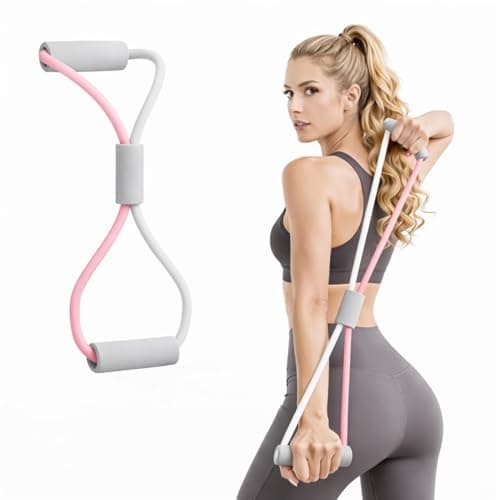 RASOIWARE Figure 8 Resistance Exercise Band with Comfortable Handles – Chest, Shoulder & Neck Stretching | Home Fitness Equipment for Yoga, Pilates, Physical Therapy & Gym – Men & Women (1)