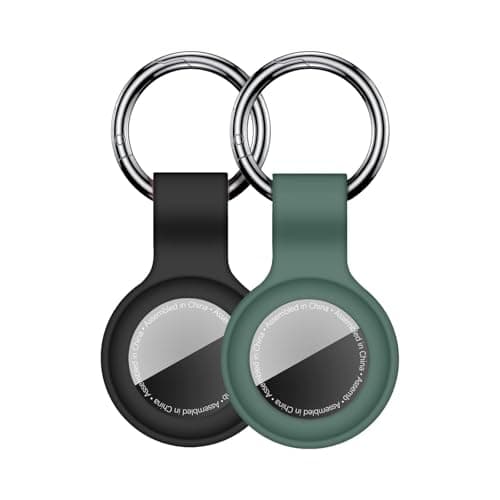 Linsaner 2 Pack Car Key Chain Compatible with Automotive Key Fob AntiLost for Air Tag Holder for Vehicle Keys Silicone Keychains Car Accessories for Men Women BlackDark Green