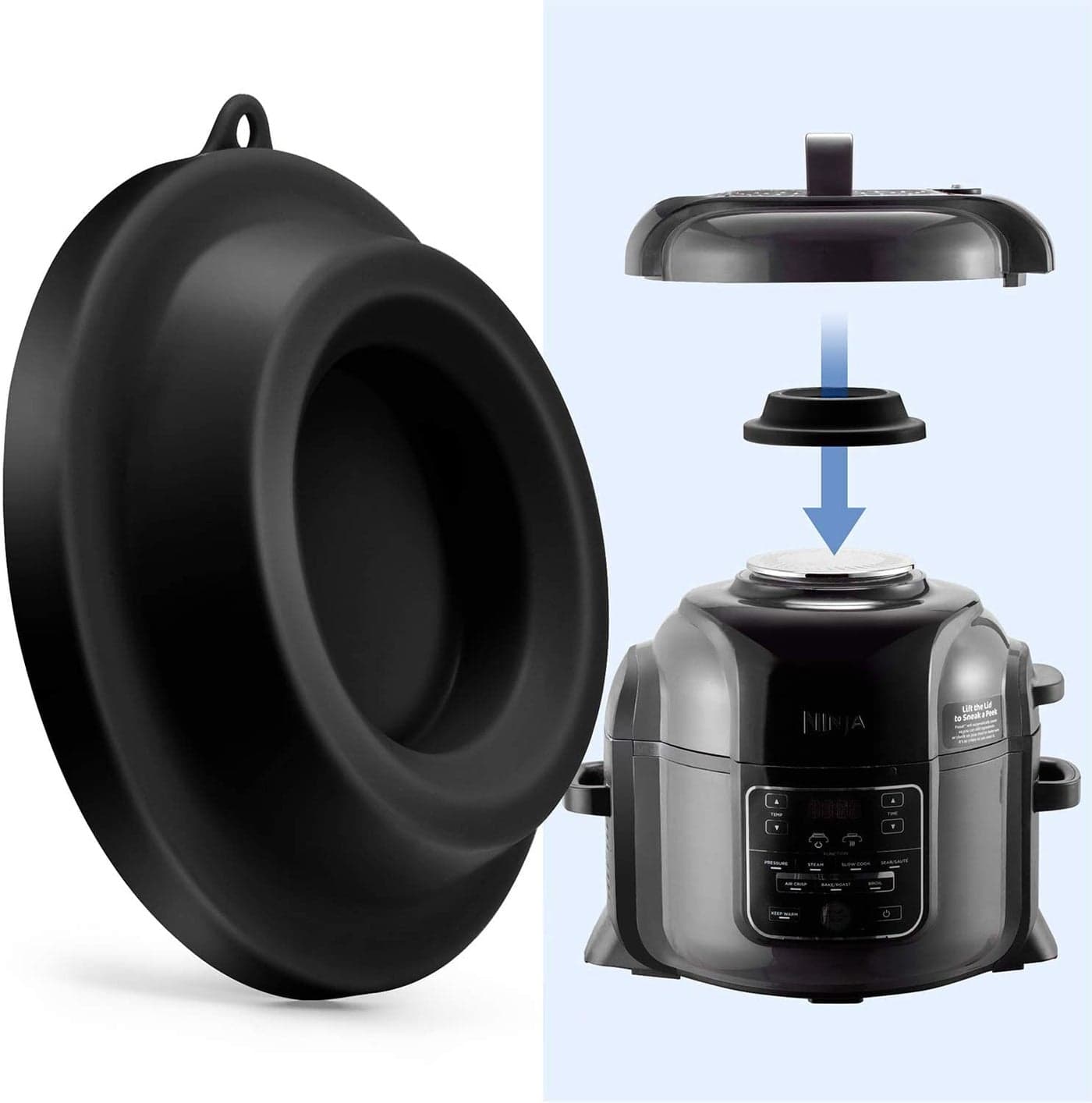 Goldlion Lid Stand Silicone Lid Holder Accessories Compatible with Ninja Foodi Pressure Cooker and Air Fryer 5 Qt 65 Qt and 8 Quart Black