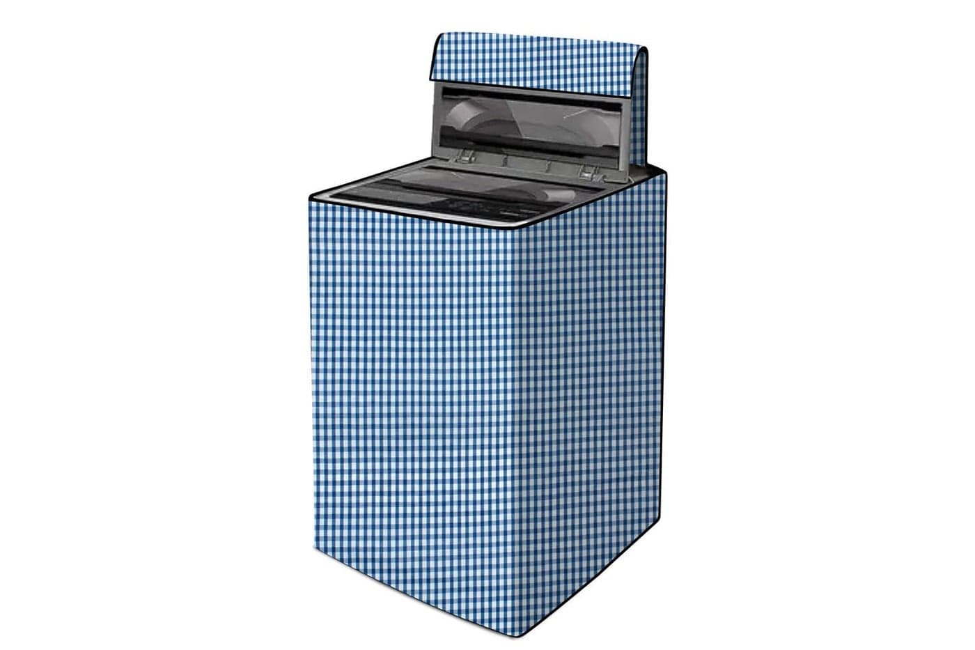 The Furnishing Tree PVC Washing Machine Cover Fully Automatic Compatible for Godrej 6.2 Kg Top Loading WT EON 620 Pin Check Pattern Blue