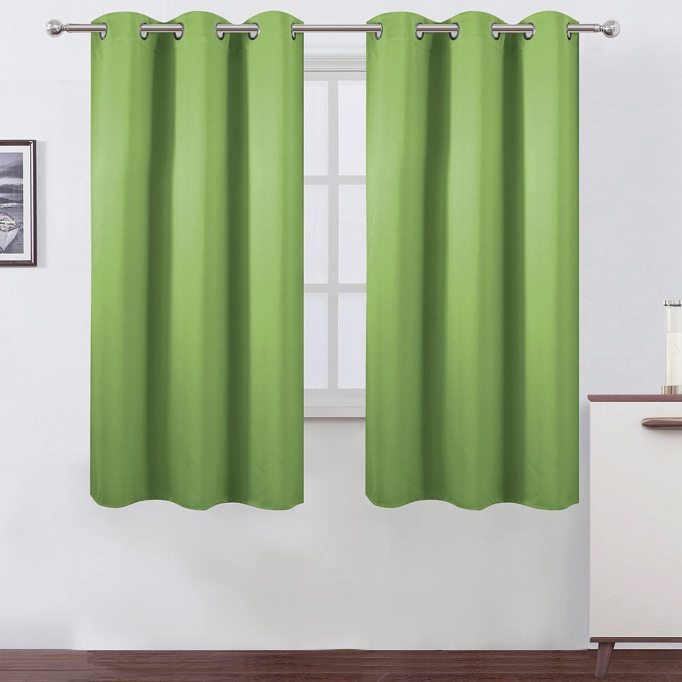 LEMOMO Light Green Bedroom Blackout Curtains for Living Room42 x 63 Inch LongSet of 2 Panels Thermal Insulated Fashion Boys Room Curtains