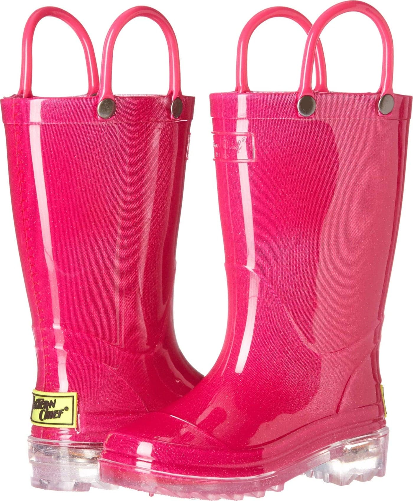Western Chief Kids Unisex-Kid's Waterproof PVC Light-Up Rain Boot, 11-12 Toddler, Solid Pink