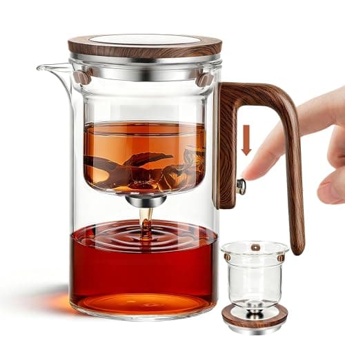 MACTANO Enchant Series Glass Magic Teapot with Magnetic Infuser, Modern Personal Tea Pot for Loose Leaf Tea Visual Brewing Easy Clean - 20.12 oz
