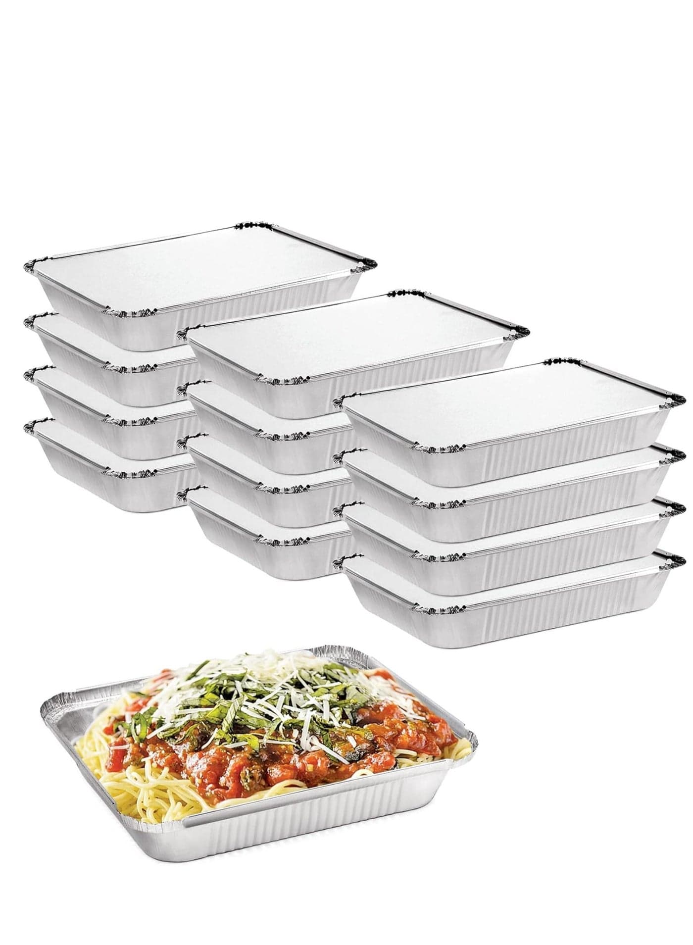Aluminium Foil Food Storage Disposable Containers 1850 ml (Large) with Lid pack of 25 Pieces.