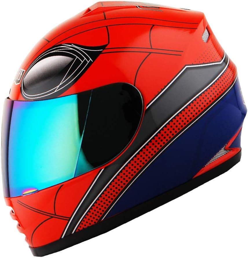 WOW Youth Motorcycle Full Face Helmet - Spider Red