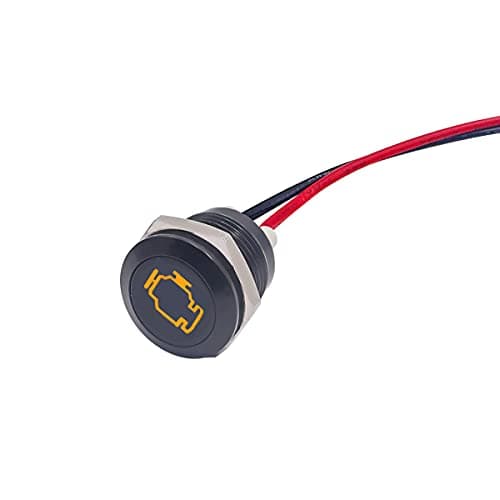 Taiss LED Indicator Pilot Dash Light (Check Engine) Yellow, 1/2"(12mm)12V LED Metal Signal Indicator Light.