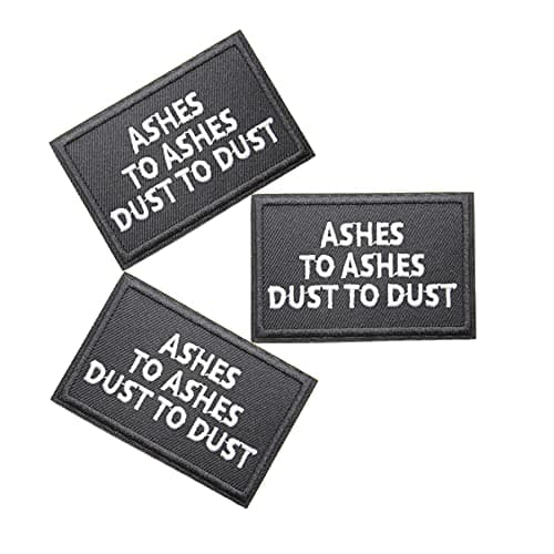 USky Sew or Iron on Embroidered Patches Ashes to Ashes Dust to Dust Saying Decorative Appliques for Clothing Backpacks Jackets Gothic Style Remembrance Words 315x2 3 PCs Pack