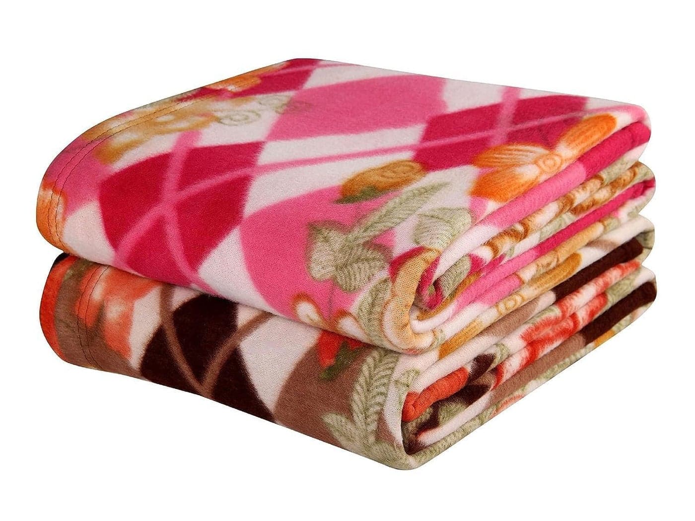 PEPONI Pack of 2 All Season Multipurpose Polar Fleece Special Heavy Winter Light Weight Polar Fleece Blanket for Bed Warm Cozy Multicolor AC Blanket (Double Bed 85X90 Inches)