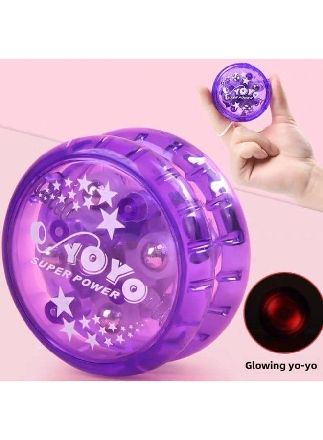 Kids Luminous Yo-Yo for Boys & Girls - Automatic Gyro Yoyo Toy with LED Light, Purple Color - Beginner-Friendly Educational Yo-Yo for Live Sleep Play, Best Gift for Boys and Girls