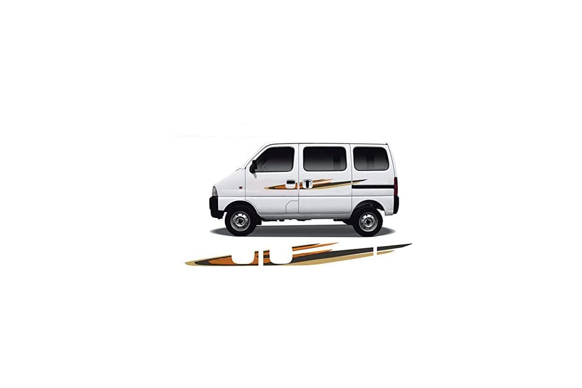 Automaze Car Side Decal Full Body Sticker Graphics For Maruti Suzuki Eeco All Models (Orange Color, Both Sides, 0456)