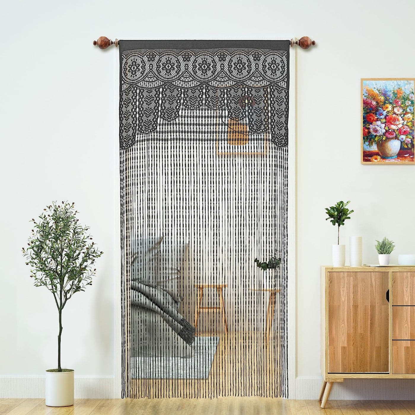 YaoYue Macrame Lace Door String Curtain for DoorwaysRoom Divider Doorway Hippie Window Panel Room Divider Wall Closet Curtains for Bedroom Closet Door Drapes Decorations 3579in90200cmGrey
