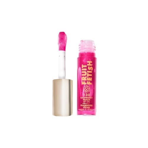 Milani Fruit Fetish Lip Oil with Vitamin E for Instant Hydration Fruit Extract Infused Lip Treatment and Moisturizing Lip Gloss Raspberry Peach