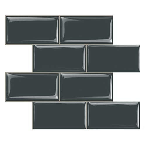 STICKGOO Peel and Stick Subway Tile, Stick on Tiles Backsplash for Kitchen & Bathroom in Dark Grey (Pack of 10, Thicker Design)