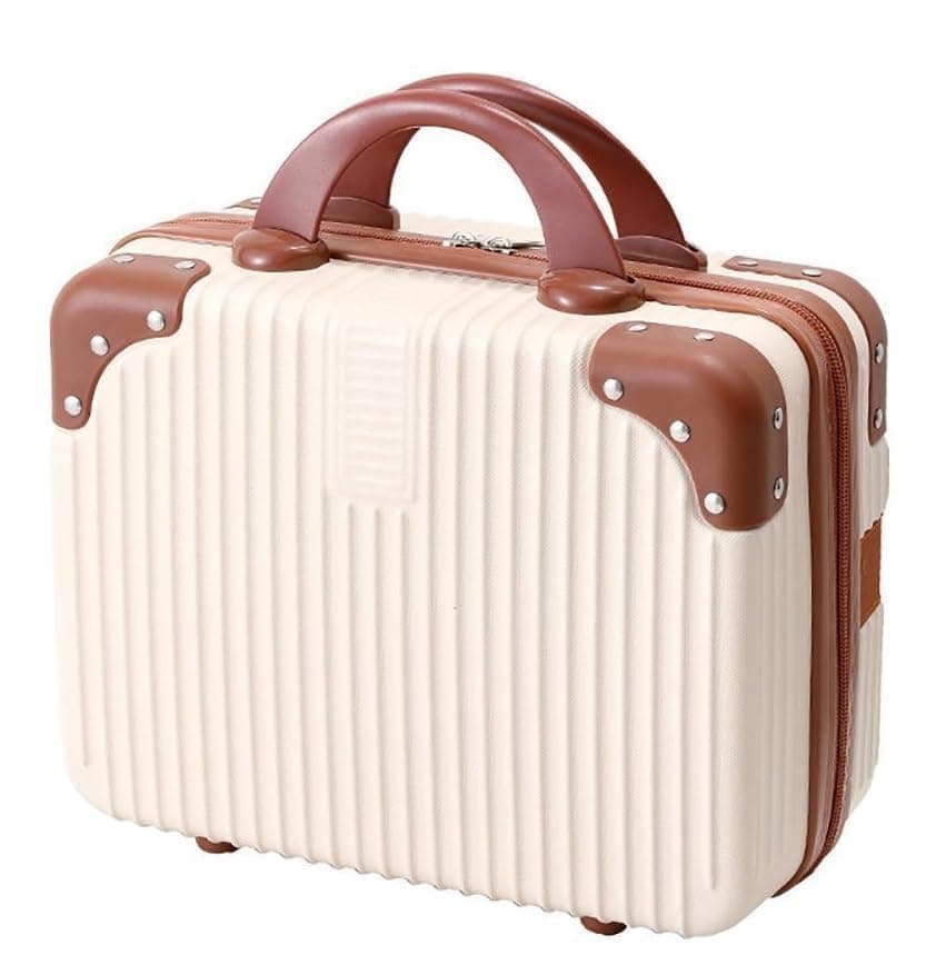 Kiesh Portable Hard Shell Cosmetic Bag Travel Case Small Travel Hand Luggage with Elastic Band Mini Abs Carrying Makeup Case Suitcase Women Girl Travel Bag