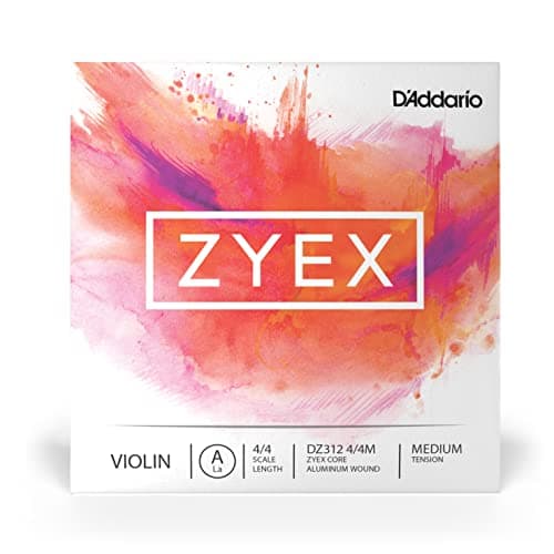 D'Addario Zyex Violin Single A String, 4/4 Scale, Medium Tension