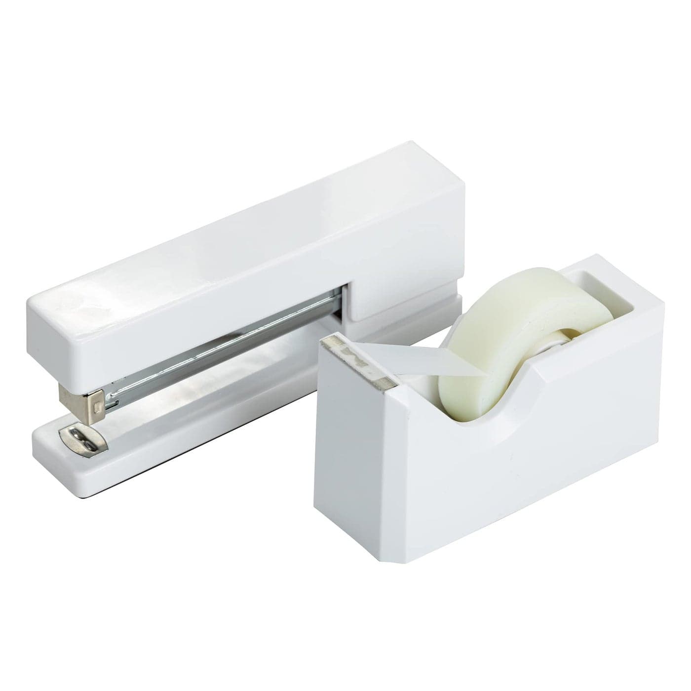 JAM PAPER Office Desk Sets 1 Stapler 1 Tape Dispenser White 2Pack